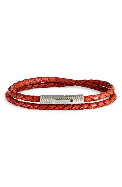 Jonas Studio Braided Leather Wrap Bracelet In Red