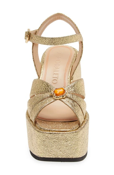 Shop Nodaleto Bulla Aurora Chunky Platform Sandal In Gold Crackle