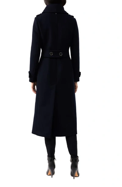 Mackage Elodie Double Breasted Military Maxi Coat In Navy