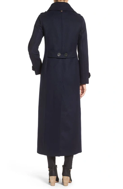 Mackage Elodie Double Breasted Military Maxi Coat In Navy