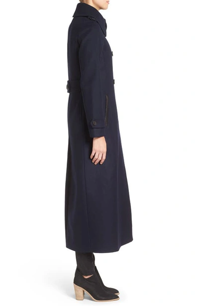 Shop Mackage Elodie Double Breasted Military Maxi Coat In Navy