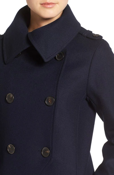 Shop Mackage Elodie Double Breasted Military Maxi Coat In Navy