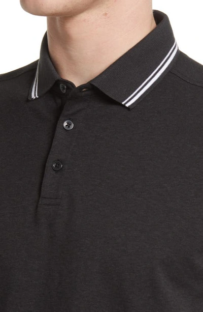 Shop Nordstrom Contrast Collar Polo In Black Feeder Stripe