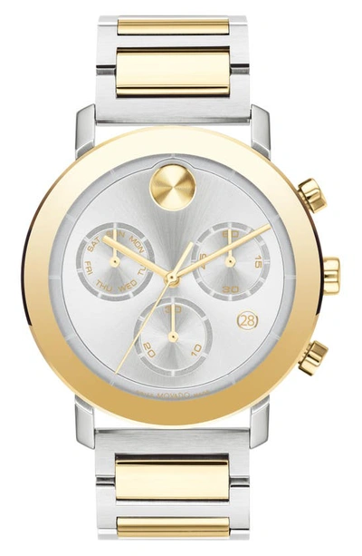 Shop Movado Bold Evolution Chronograph Bracelet Watch, 42mm In Two Tone