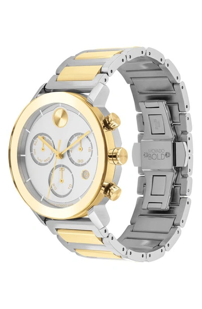 Shop Movado Bold Evolution Chronograph Bracelet Watch, 42mm In Two Tone