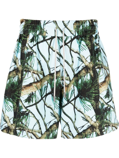 Shop Just Don Wood-print Bermuda Shorts In Blue