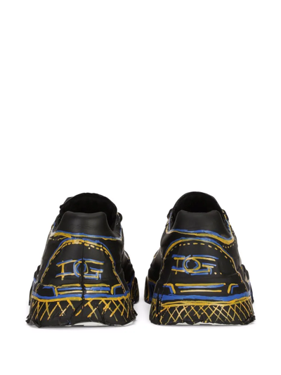 Dolce & Gabbana Graffiti Lace-up Sneakers In Black