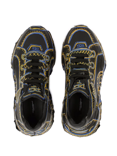 Dolce & Gabbana Graffiti Lace-up Sneakers In Black