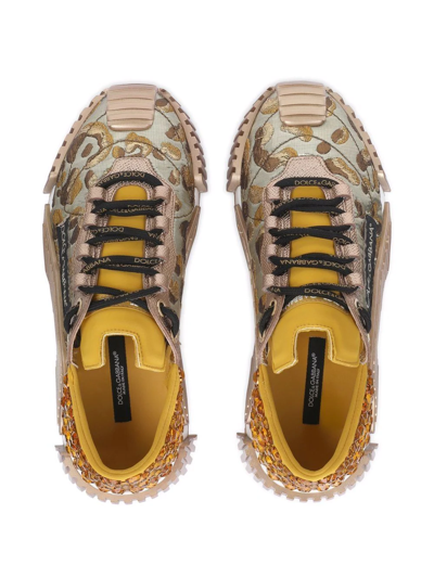 Shop Dolce & Gabbana Logo-patch Embellished Sneakers In Yellow