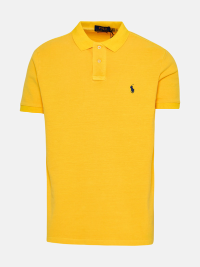 Shop Polo Ralph Lauren Yellow Cotton Polo Shirt