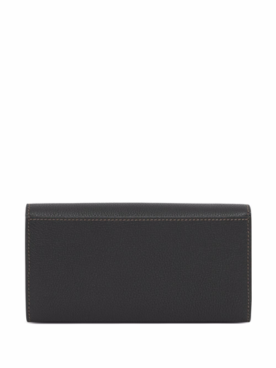 Shop Burberry Monogram-plaque Continental Leather Wallet In Black