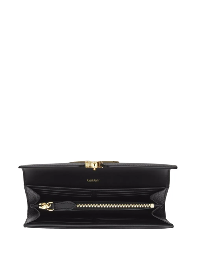 Burberry Leather Wallet With Rectangular Shape And Textured Finish In Black