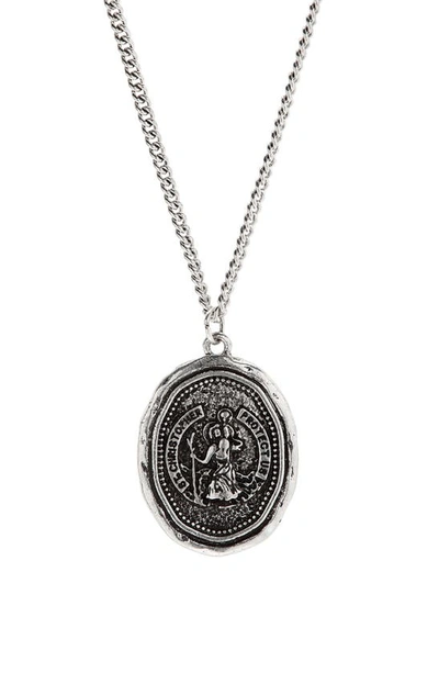 Shop Nordstrom Wax Seal Pendant Necklace In Silver- St Christopher