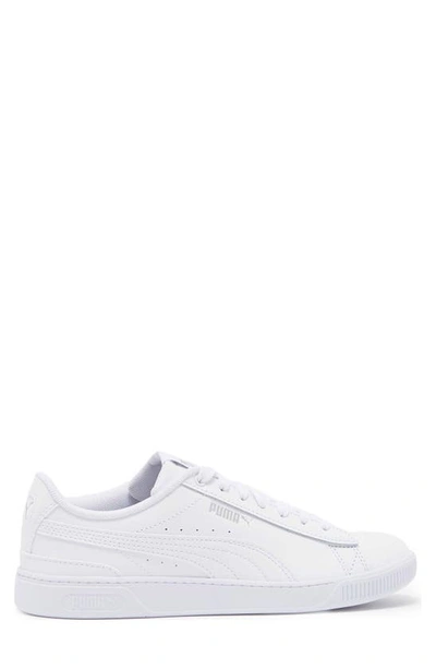 Shop Puma Vikky Leather Sneaker In  White/  Silver