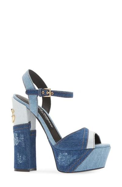 Shop Dolce & Gabbana Keira Patchwork Platform Sandal In Blue