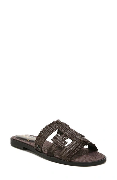 Shop Sam Edelman Woven Bay Slide Sandal In Dark Chocolate