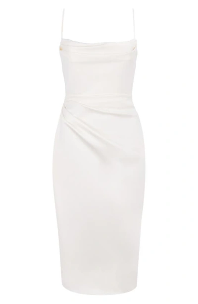 Shop House Of Cb Anja Satin Corset Midi Dress In Ivory