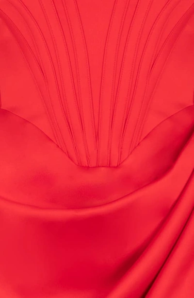 House Of Cb Loretta Off The Shoulder Satin Corset Dress In Red