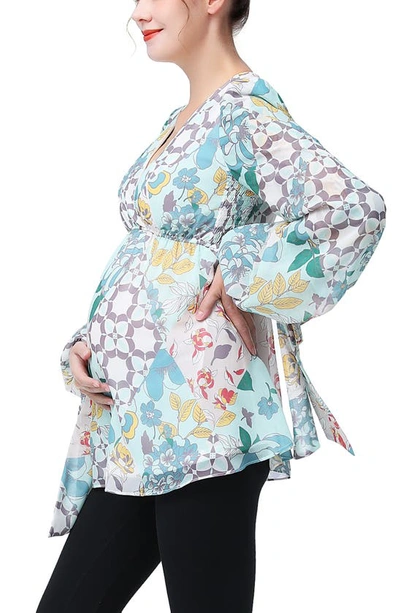 Kimi And Kai Freya Maternity Blouse In Multicolored