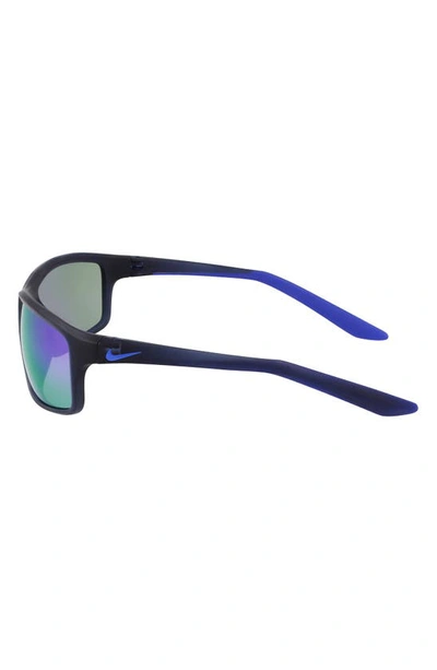 Shop Nike Adrenaline 64mm Rectangular Sunglasses In Matte Obsidian/ Violet Mirror