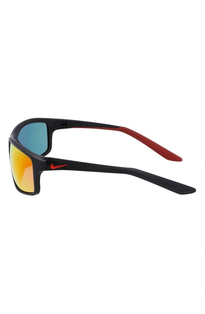 Shop Nike Adrenaline 64mm Rectangular Sunglasses In Matte Black/ Red Mirror