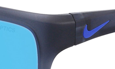 Shop Nike Adrenaline 64mm Rectangular Sunglasses In Matte Dark Grey/ Blue Mirror