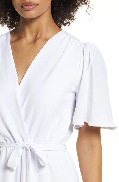 Shop Fraiche By J Flutter Sleeve Faux Wrap Maxi Dress In White