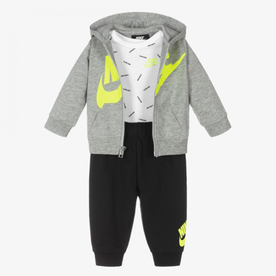 Shop Nike Boys Grey & Black Tracksuit Set