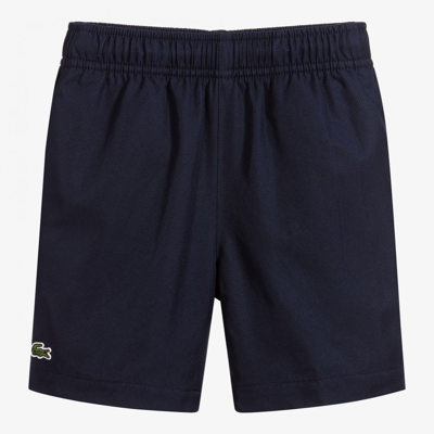 Shop Lacoste Sport Boys Navy Blue Sports Shorts
