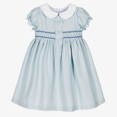 Shop Beatrice & George Girls Blue Smocked Viscose Dress