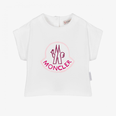 Shop Moncler Girls White Logo T-shirt