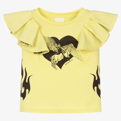 Shop Givenchy Girls Yellow Ruffle T-shirt