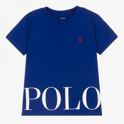 Shop Polo Ralph Lauren Boys Blue Cotton Logo T-shirt