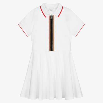 Shop Burberry Girls Teen White Icon Stripe Dress