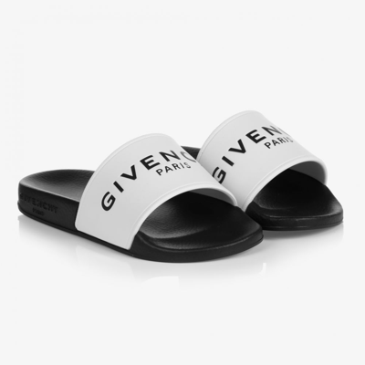 Shop Givenchy White & Black Logo Sliders