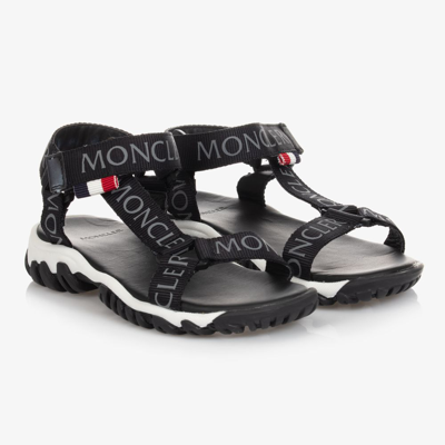 Shop Moncler Black Logo Sporty Sandals