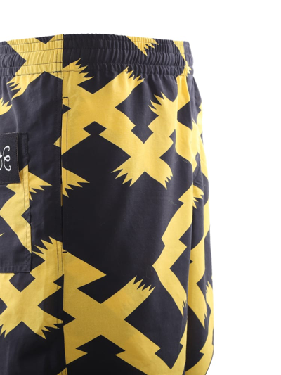Shop Loewe Cotton Shorts With Two-tone All-over Print In Black/yellow