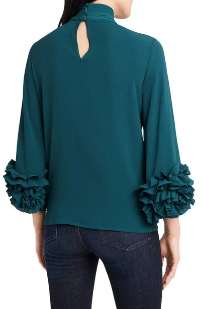 Shop Vince Camuto Ruffle Sleeve Blouse In Deep Evergreen