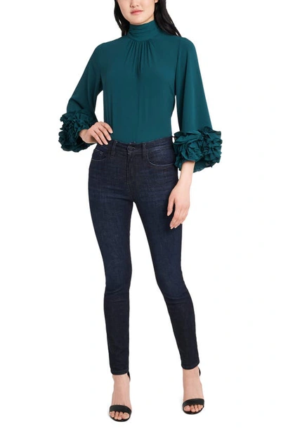 Shop Vince Camuto Ruffle Sleeve Blouse In Deep Evergreen