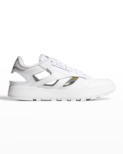 Shop Maison Margiela X Reebok Decortique Cutout Leather Sneakers In T1003 White