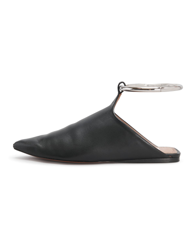 Shop Alaïa La Babouche Leather Pointy-toe Mules With Ankle Strap In Black