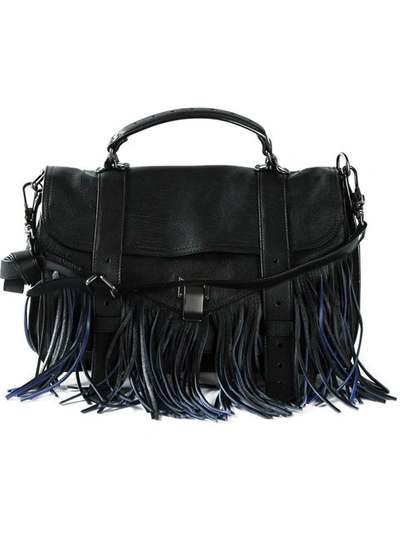 Proenza Schouler Ps1 Tiny Fringe Leather Shoulder Bag In Black