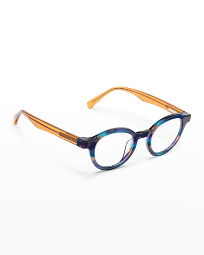 Shop Eyebobs Tv Party Round Acetate Reader Glasses In Purple Orange