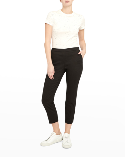 Shop Theory Treeca Good Linen Cropped Pull-on Ankle Pants In Black