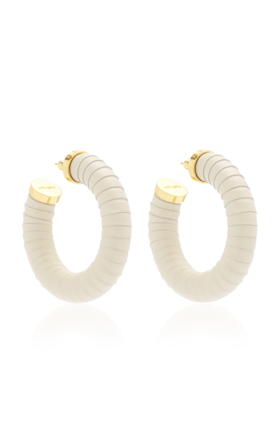 Shop Cult Gaia Women's Valence Gold-plated Leather Hoop Earrings In White