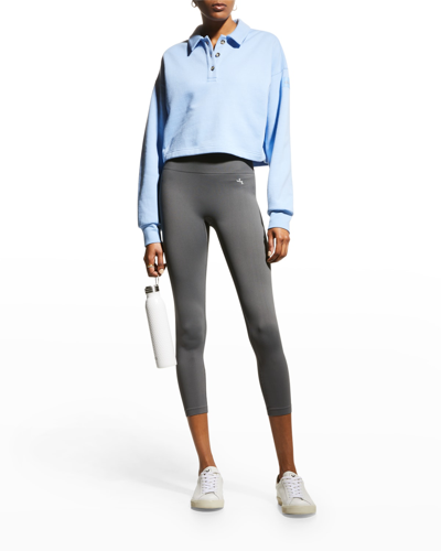 Shop Alo Yoga Polo Club Henley Pullover Sweatshirt In Athletic Heather