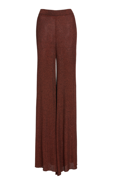 Shop Del Core Women's Ribbed Wide-leg Trousers In Brown