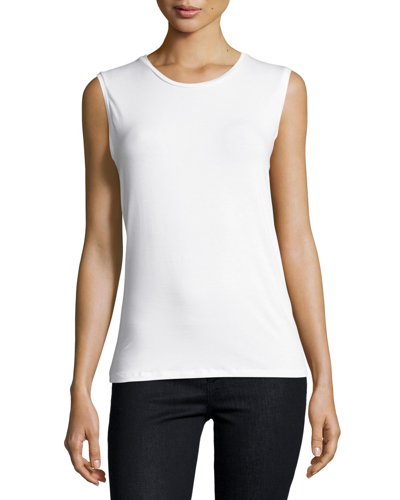 Shop Majestic Soft Touch Sleeveless Crew In Blanc