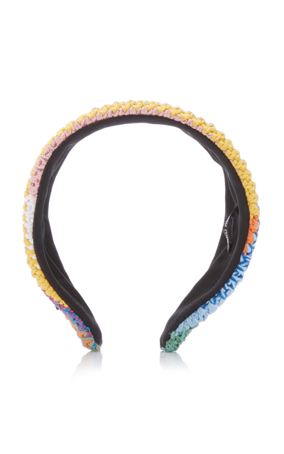 Shop Miu Miu Logo-knit Crocheted Headband In Multi