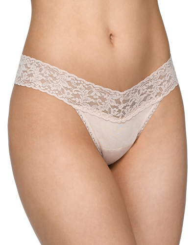 Shop Hanky Panky Low-rise Organic Cotton Thong In Chai